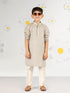 Boy's Grey Kurta Pyjama Set With Sequin Embroidery
