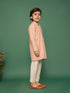 Boy's Peach Kurta And Pyjama Set