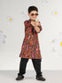 Boy's Black Kurta Pyjama Set With Paisley Print