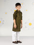 Boy's Mehendi Green Kurta Pyjama Set With Sequin Work
