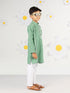 Boy's Green Kurta Pyjama Set With Kantha Work