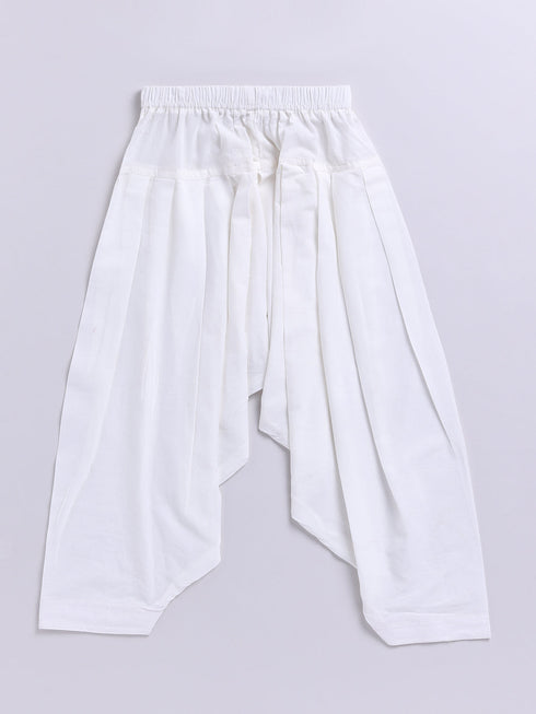 Boy's Orange Floral Linen Slub Kurta Patiala Set