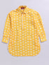 Boy's Yellow Floral Linen Slub Kurta Patiala Set