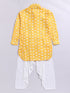 Boy's Yellow Floral Linen Slub Kurta Patiala Set
