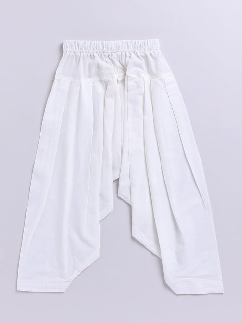 Boy's Yellow Floral Linen Slub Kurta Patiala Set