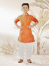 Boy's Orange Cotton Kurta Pyjama Set