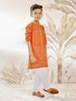 Boy's Orange Cotton Kurta Pyjama Set