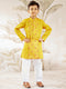 Boy's Mustard Embroidered Cotton Kurta Pyjama Set