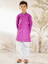 Boy's Purple Embroidered Cotton Kurta Pyjama Set