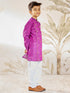 Boy's Purple Embroidered Cotton Kurta Pyjama Set