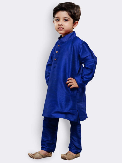 Boys' Blue Silk Blend Kurta and Pyjama Set