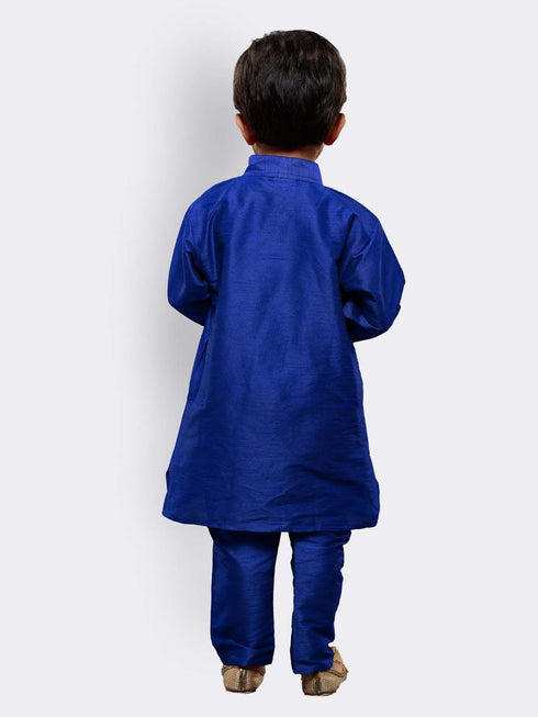 Boys' Blue Silk Blend Kurta and Pyjama Set