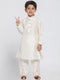 Boys' Cream Cotton Silk Blend Kurta and Pyjama Set