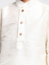 Boys' Cream Cotton Silk Blend Kurta and Pyjama Set