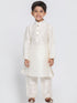Boys' Cream Cotton Silk Blend Kurta and Pyjama Set