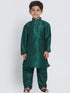 Boys' Green Cotton Silk Blend Kurta and Pyjama Set