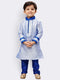 Boys' Light Blue Cotton Silk Kurta and Pyjama Set