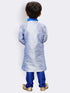 Boys' Light Blue Cotton Silk Kurta and Pyjama Set