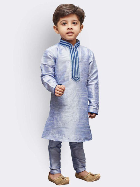 Boys' Lavender Cotton Silk Kurta and Pyjama Set