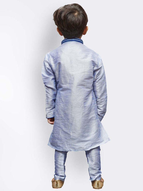 Boys' Lavender Cotton Silk Kurta and Pyjama Set