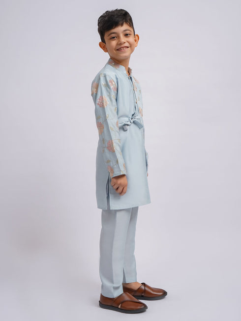 Boy's' Aqua Kurta And Pyjama Set