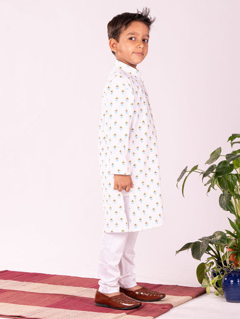 Boy's' White Kurta Pyjama Set