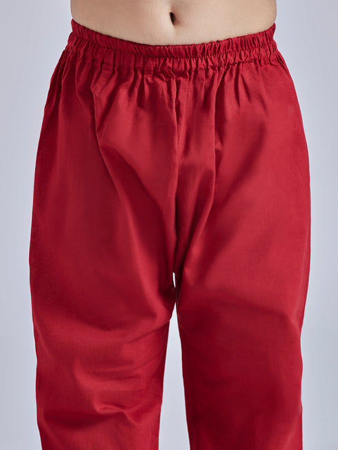 Boy's' Multicolour And White Kurta Pyjama Set