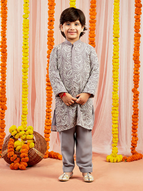Boy's Yellow Kurta And Pyjama Set