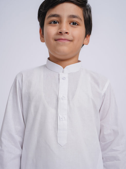 JBN Creation Boys' White Pure Cotton Kurta Pyjama Set
