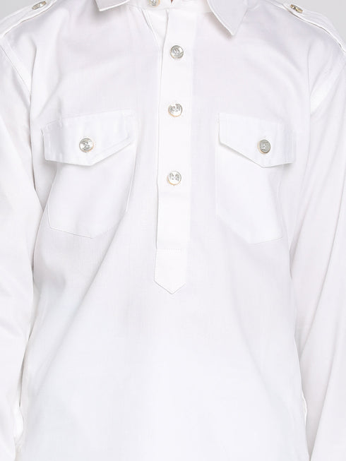 VASTRAMAY Boys' White Pathani Suit Set