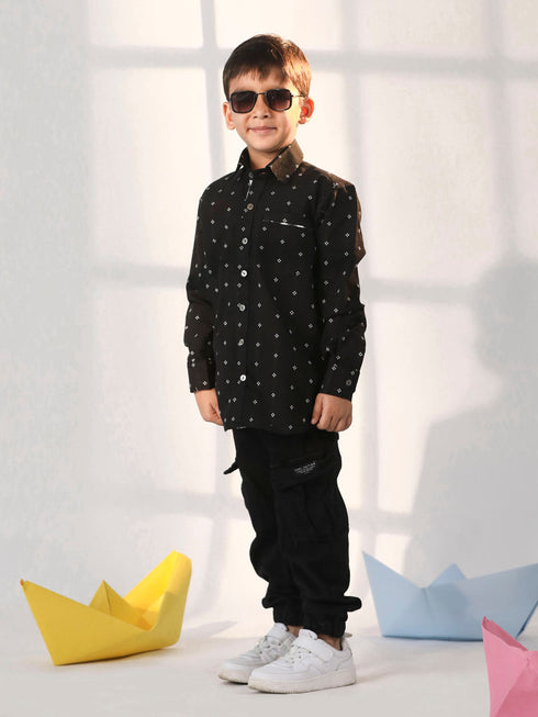 Boy's' Black Ethnic Shirt