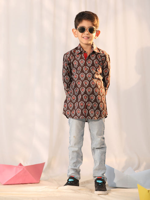 Boy's' Coffee Ethnic Shirt