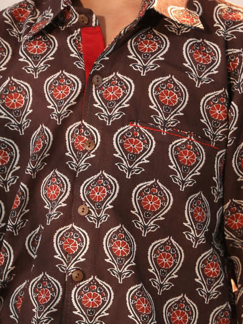 Boy's' Coffee Ethnic Shirt