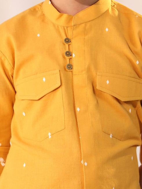 Boy's' Mustard Ethnic Shirt