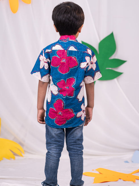 Boy's' Blue Ethnic Shirt