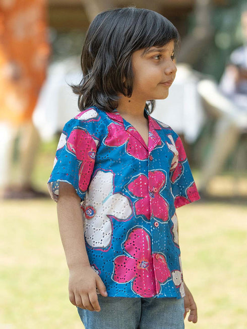 Boy's' Blue Ethnic Shirt