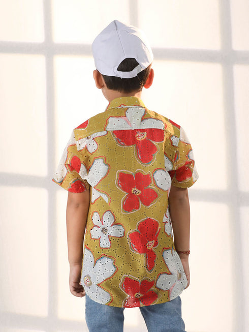 Boy's' Mustard Ethnic Shirt