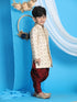 Boy's Gold And Maroon Sherwani Set