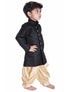 Boys' Black Cotton Blend Sherwani