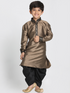 Boys' Black Cotton Silk Blend Kurta and Dhoti Pant Set