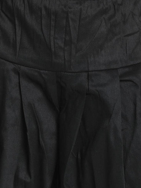 Boys' Black Cotton Silk Blend Kurta and Dhoti Pant Set