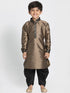 Boys' Black Cotton Silk Blend Kurta and Dhoti Pant Set