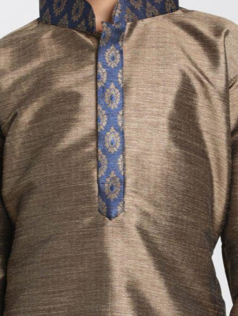 Boys' Bronze Cotton Silk Blend Kurta and Dhoti Pant Set