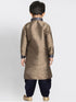 Boys' Bronze Cotton Silk Blend Kurta and Dhoti Pant Set