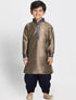 Boys' Bronze Cotton Silk Blend Kurta and Dhoti Pant Set