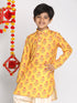 Boy's' Multicolor-Base-Mustard Printed Kurta