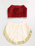 Dogs' Maroon Solid South Indian Style Lehenga Choli Set
