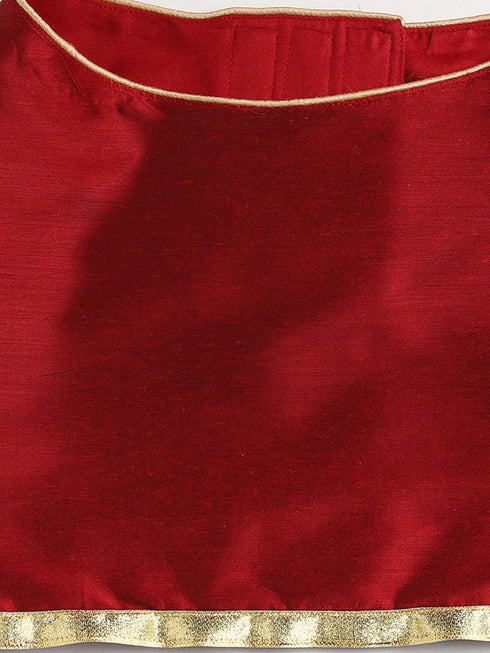 Dogs' Maroon Solid South Indian Style Lehenga Choli Set