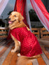 Dogs' Maroon And Gold Silk Blend Dress
