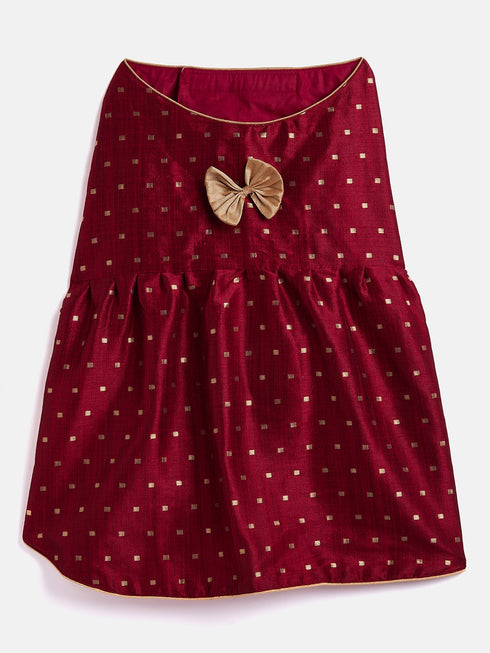 Dogs' Maroon And Gold Silk Blend Dress